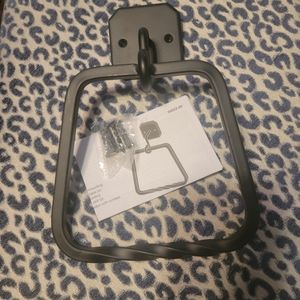 Matte black iron towel ring New rustic